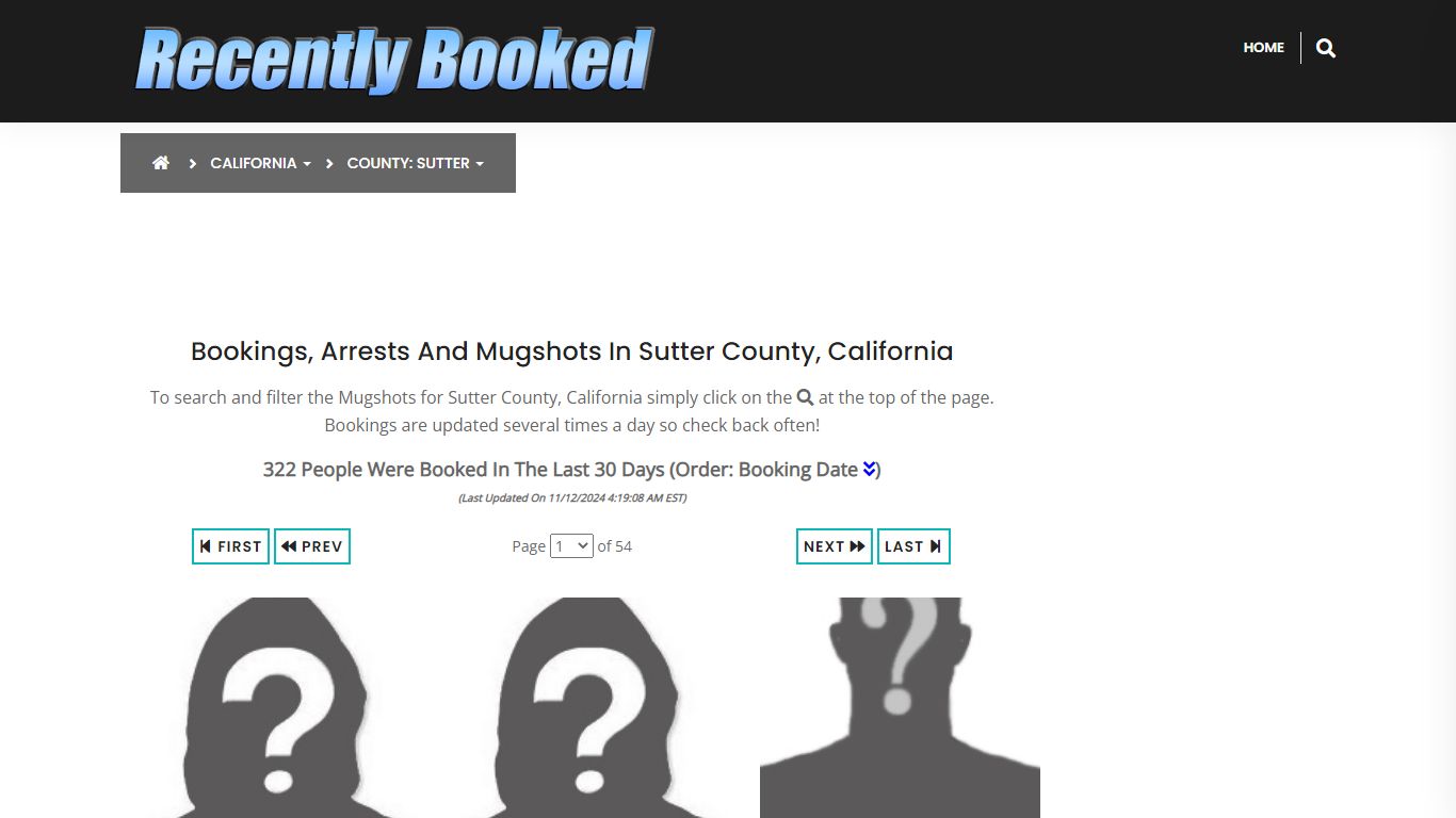 Bookings, Arrests and Mugshots in Sutter County, California